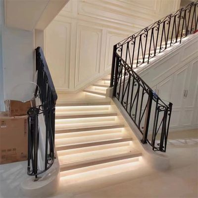 Steel Outdoor Stair Handrail Painted Staircase Railings Flooring Mounted