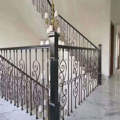 Ornamental Wrought Iron Wall-Mounted Handrail For Step Stair Case with Powder Coated