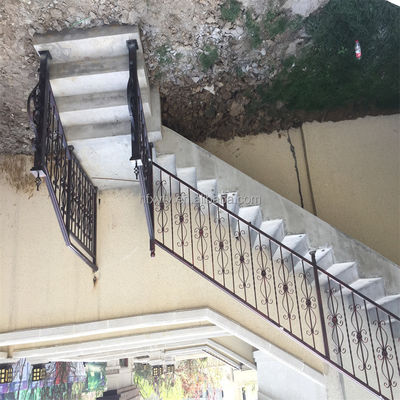 Black Gold Industrial Stair Railing Metal Balustrade For Decking Post Picket System