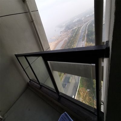 U Channel Black Tempered Aluminum Glass Railing Safety Mounted Balustrade Systems