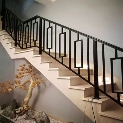 Exterior Aluminum Stair Railing Square Pillar With Support Brackets