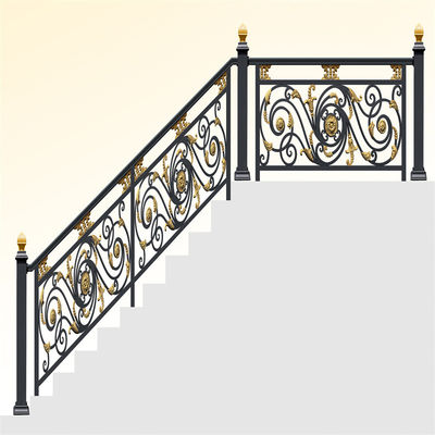 Exterior Aluminum Stair Railing Square Pillar With Support Brackets