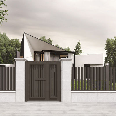 Grey Coated Metal Frame Aluminium Slide Gate Retractable Swing Folding Entrance Door