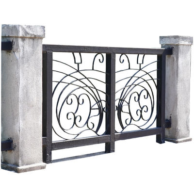 Fluorocarbon Coating Forged Black Wrought Iron Guardrail Fence Balcony Railing