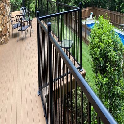 Chinese Modern Pattern Black Quare Post Side Mounted Aluminum Alloy Railing