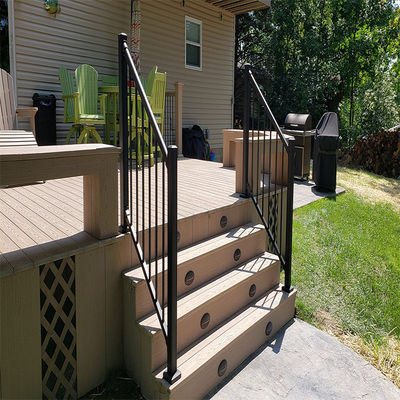 Chinese Modern Pattern Black Quare Post Side Mounted Aluminum Alloy Railing