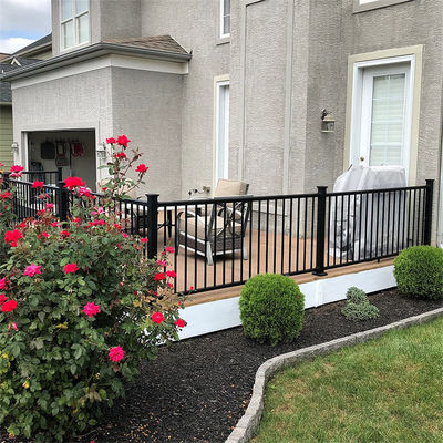 Chinese Modern Pattern Black Quare Post Side Mounted Aluminum Alloy Railing