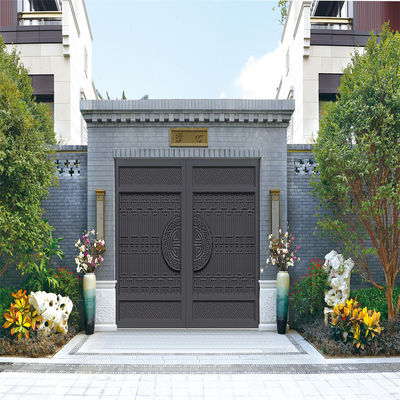 Residential Slatted Main Aluminum Fence Gate Double Door House Swing Open