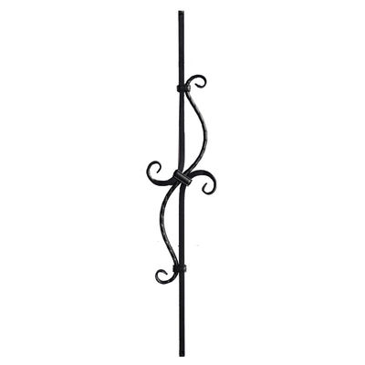 Matte Black Ornamental Iron Handrail Parts Banister Spindles For Courtyard Balconies Railing