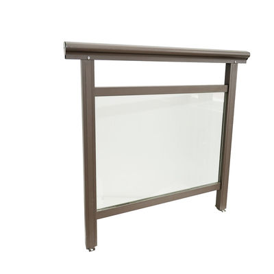 Brown U Channel Aluminum Glass Railing Balustrade Floor Mounting